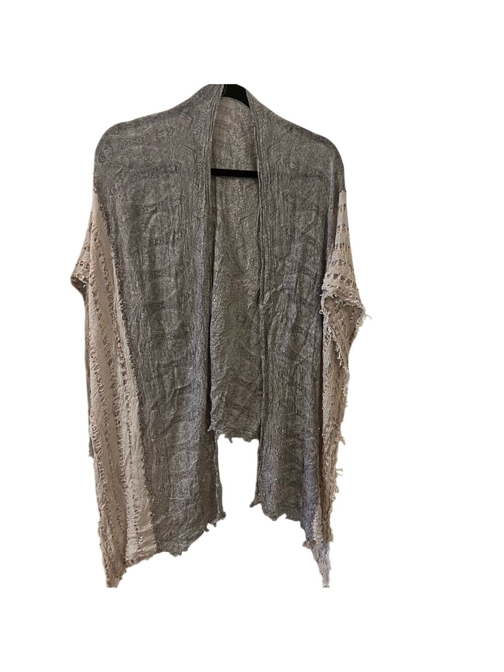 Floral Mixed Pattern Cotton Shawl - Pink & Grey - One Size